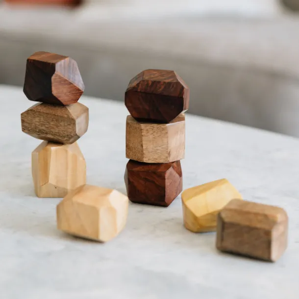 Upcycled Wood Stacking Stones - Set of 9