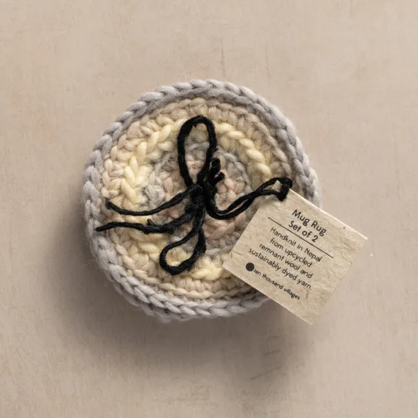 Watercolor Crocheted Mug Rugs - Set of 2
