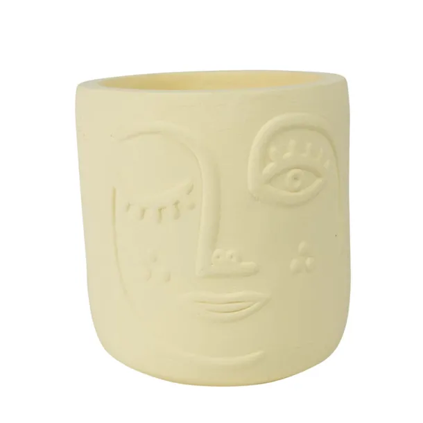 Winky Face Cream Terracotta Planter