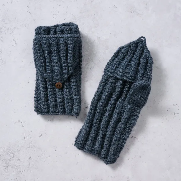 Winter Sky Ribbed Wool Convertible Mittens