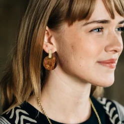 Wood & Brass Post Earrings